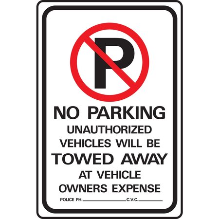 HY-KO No Parking Unauthorized Vehicles Towed Sign 12" x 18" A20054